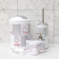 طقم إكسسوارات حمام أبيض و رصاصي القطع 6