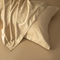 مفرش فندقي نمط هندسي يوناني مزدوج قطن بيج 500 غرزة...