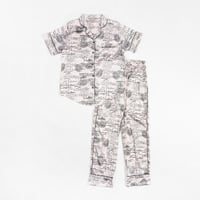 طقم بيجامة نسائية بملمس الساتان الناعم وبياقة وردي...