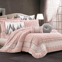 مفرش جينفر شتوي مزدوج فرو وردي عدد القطع 8