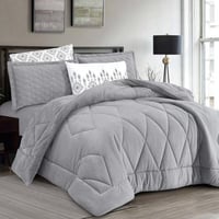 مفرش فيينا شتوي مزدوج مخمل وفرو رصاصي عدد القطع 6