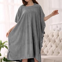 منشفة كابا ريفي بأزرار و غطاء رأس طقطق رمادي