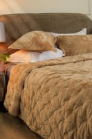 مفرش دايموند شتوي مزدوج فاخر مخمل بيج عدد القطع 3