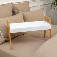 صينية تقديم خشبية أبيض بأرجل 60x30 سم