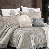 مفرش ايمليا صيفي مزدوج فاخر مطرز رصاصي عدد القطع 1...