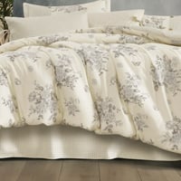 مفرش إنسجام صيفي قطن كريمي فاتح برسومات الزهور