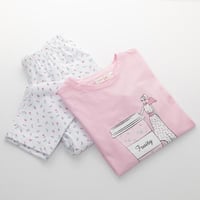 طقم بيجامة بناتي صيفية وردي