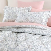 مفرش ريد روز صيفي مزدوج قطن فاخر أبيض ليلكي برسوما...