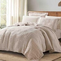 مفارش سرير صيفي مضغوطة كلارا مزدوج لون بيج داكن، 6...