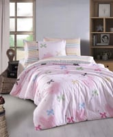 مفرش أطفال قرطبة صيفي كوين وردي فاتح متعدد الرسوما...