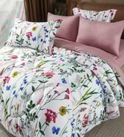 مفرش نوفا صيفي مفرد ونص أبيض ليلكي برسومات الزهور...