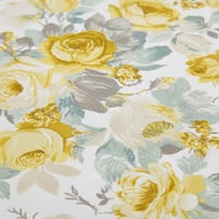 مفرش إنسجام صيفي قطن أصفر برسومات الزهور