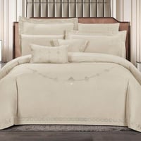 مفرش نيويورك مزدوج قطن فاخر جاكارد كريمي مطرز عدد...