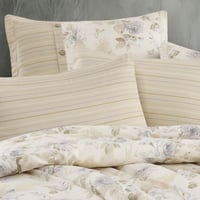 مفرش إنسجام صيفي قطن كريمي فاتح برسومات الزهور