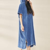 منشفة كابا ريفي بأزرار و غطاء رأس طقطق ازرق