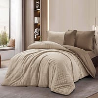 مفرش إشراقة مفرد ونص قطن بني فاتح عدد القطع 4