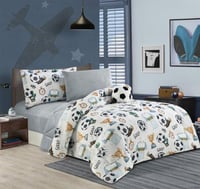 مفرش أطفال هوب شتوي أبيض ورصاصي متعدد الألوان عدد...