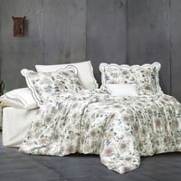 مفرش دانيا مزدوج قطن كريمي فاتح برسومات الزهور عدد...