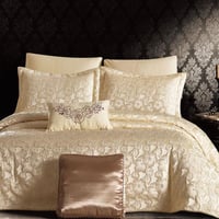 مفرش ذاريا صيفي مزدوج قطن جاكارد فاخر مطرز ذهبي عد...