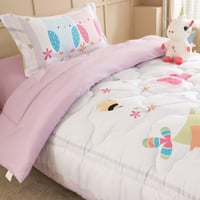 مفرش أطفال تيمون صيفي مفرد ونص أبيض روز متعدد الرس...