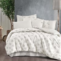 مفرش إنسجام صيفي قطن رصاصي فاتح برسومات الزهور