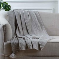 بطانية تيفولي وافل خفيفة صيفي مفرد رصاصي فاتح مقاس...