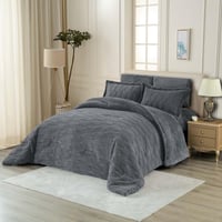 مفرش وعد شتوي فاخر مفرد ونص فرو رصاصي عدد القطع 4