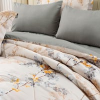 مفرش نوفا صيفي مفرد و نص بيج وتيفاني برسومات الزهو...