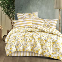 مفرش إنسجام صيفي قطن أصفر برسومات الزهور