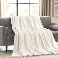 بطانية مدريد سادة خفيفة مزدوج فرو كريمي مقاس 240 ×...