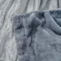 بطانية شتوي مفرد ونص فرو مطرز رصاصي فاتح مقاس 220X...