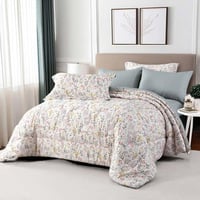 مفرش نوفا صيفي مزدوج أبيض تيفاني برسومات الزهور عد...