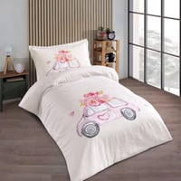 مفرش ليما أطفال صيفي خفيف مفرد ونص أبيض ووردي عدد...