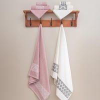 طقم أرواب استحمام نومي قطن تركي مطرز أبيض و وردي ع...
