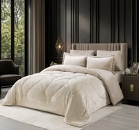 مفرش سها شتوي مخمل مزدوج بيج عدد القطع 6