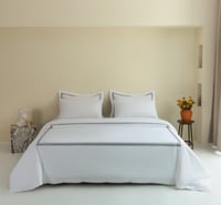 مفرش جنات قطن مزدوج أبيض ورصاصي عدد القطع 7