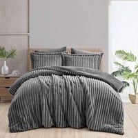 مفرش ليلى شتوي فاخر مفرد ونص فرو رصاصي غامق عدد ال...