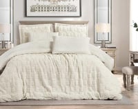 مفرش ماري شتوي مزدوج فرو كريمي عدد القطع 6