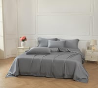 مفرش ماجدة مزدوج بامبو رصاصي عدد القطع 7