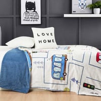 بطانية هوبي مخمل و فرو مفرد ونص كريمي وأزرق مقاس 1...