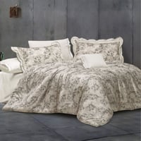 مفرش دانيا مزدوج قطن كريمي وزيتي رسومات الزهور عدد...