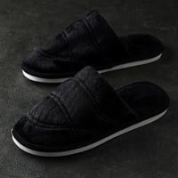 حذاء منزلي رجالي شتوي فرو أسود