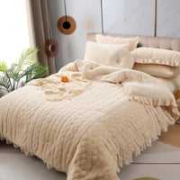 مفرش لينا مفرد ونص شتوي فاخر فرو كريمي عدد القطع 6