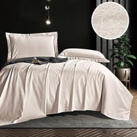 طقم شرشف جورجيا مطاط صيفي مزدوج جاكارد قطن بيج عدد...