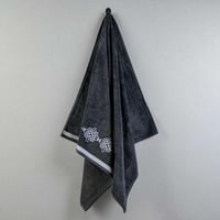 طقم منشفة قطن 100% مطرز رصاصي غامق 3 قطع