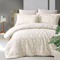 مفرش مايني مزدوج قطن جاكارد بيج غامق عدد القطع 6