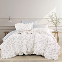 مفرش ريد روز صيفي مزدوج قطن فاخر أبيض برسومات الزه...