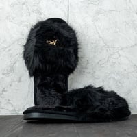 حذاء منزلي نسائي شتوي فرو أسود