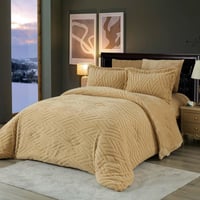 مفرش المها شتوي فاخر مزدوج فرو بيج عدد القطع 6