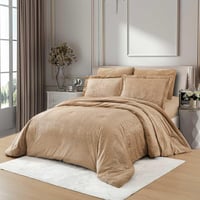 مفرش نارنج شتوي فاخر مزدوج مخمل محفور بيج عدد القط...